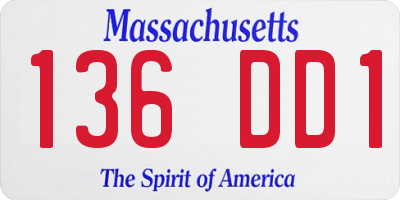 MA license plate 136DD1