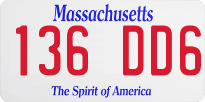 MA license plate 136DD6