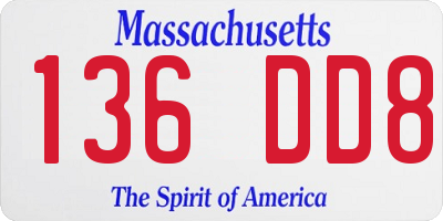 MA license plate 136DD8