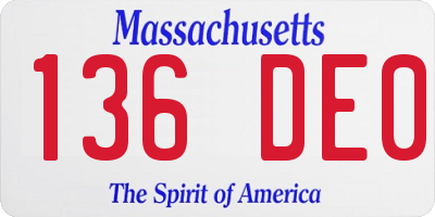 MA license plate 136DE0