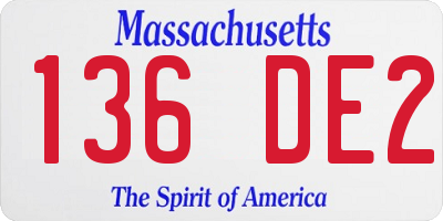 MA license plate 136DE2