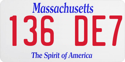 MA license plate 136DE7