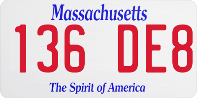 MA license plate 136DE8