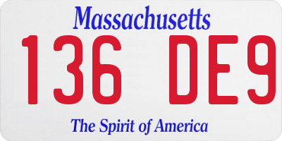 MA license plate 136DE9