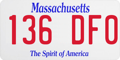 MA license plate 136DF0