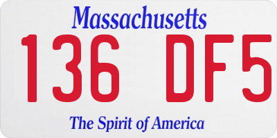 MA license plate 136DF5