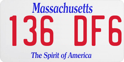 MA license plate 136DF6
