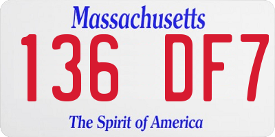 MA license plate 136DF7