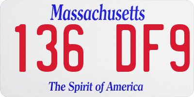 MA license plate 136DF9