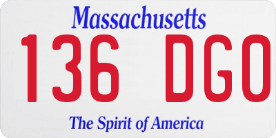 MA license plate 136DG0
