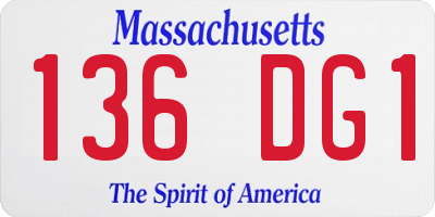 MA license plate 136DG1