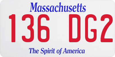 MA license plate 136DG2