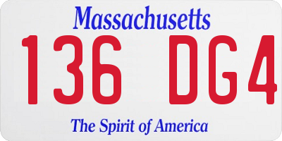 MA license plate 136DG4