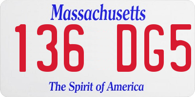 MA license plate 136DG5