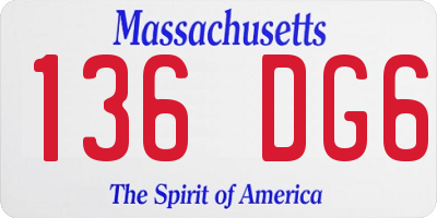 MA license plate 136DG6