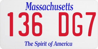 MA license plate 136DG7