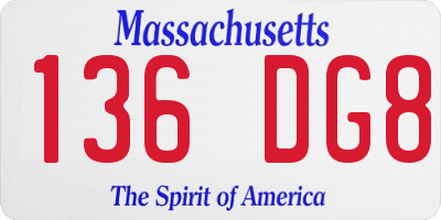 MA license plate 136DG8