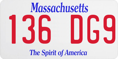 MA license plate 136DG9