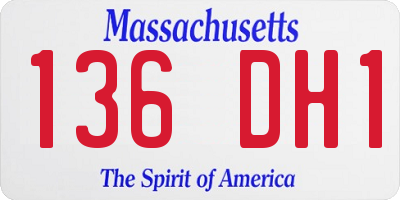 MA license plate 136DH1