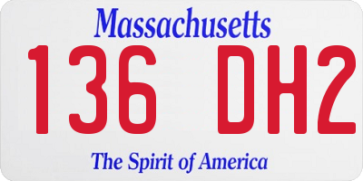 MA license plate 136DH2