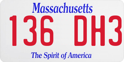 MA license plate 136DH3