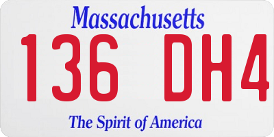MA license plate 136DH4