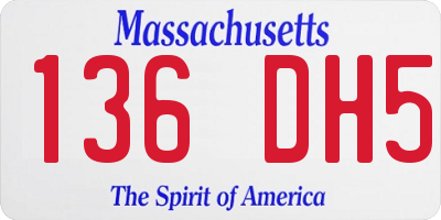 MA license plate 136DH5