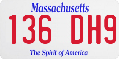 MA license plate 136DH9