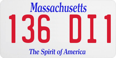 MA license plate 136DI1