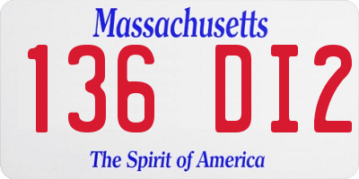 MA license plate 136DI2