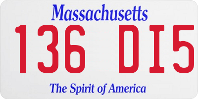 MA license plate 136DI5
