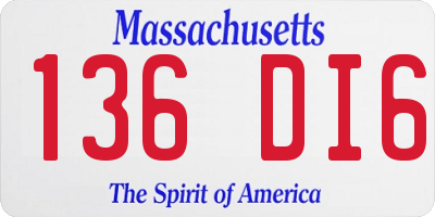 MA license plate 136DI6