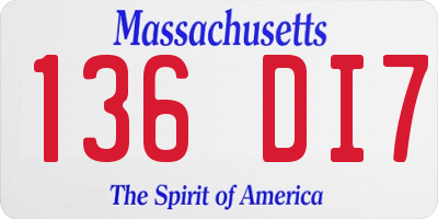 MA license plate 136DI7