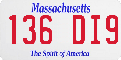 MA license plate 136DI9