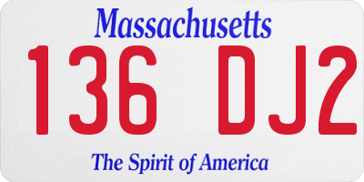 MA license plate 136DJ2