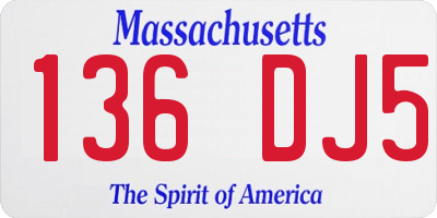 MA license plate 136DJ5