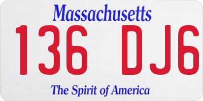 MA license plate 136DJ6