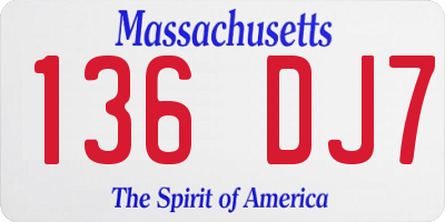 MA license plate 136DJ7