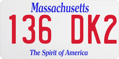 MA license plate 136DK2