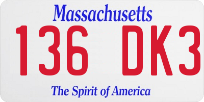 MA license plate 136DK3