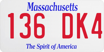 MA license plate 136DK4