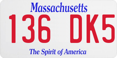 MA license plate 136DK5