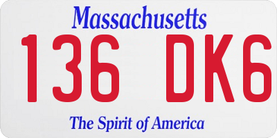 MA license plate 136DK6