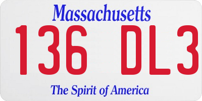 MA license plate 136DL3
