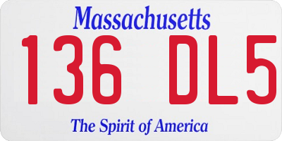 MA license plate 136DL5