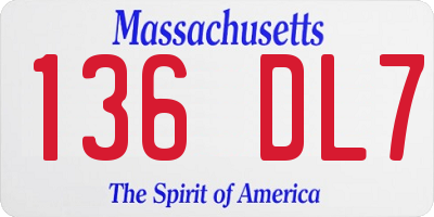 MA license plate 136DL7