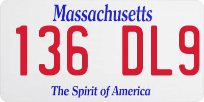 MA license plate 136DL9