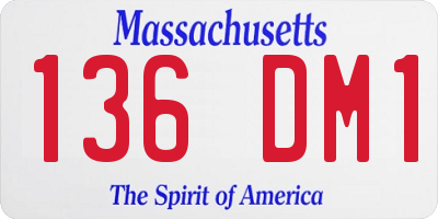 MA license plate 136DM1