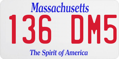 MA license plate 136DM5