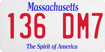 MA license plate 136DM7